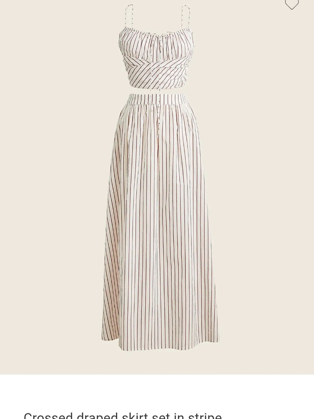 J. Crew Crossed Draped Skirt Set In Stripe — White with Maroon Stripes